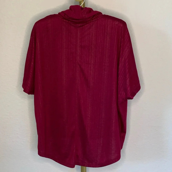 Dolman Batwing Pullover Knit Cowl Neck Pinstripe Top Shirt Cranberry Mossimo M - Picture 2 of 10